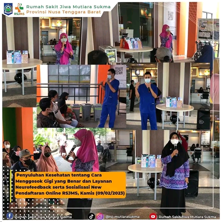 PENYULUHAN KESEHATAN TENTANG CARA MENGGOSOK GIGI YANG BENAR DAN LAYANAN NEUROFEEDBACK  SERTA SOSIALISASI NEW PENDAFTARAN ONLINE RSJMS